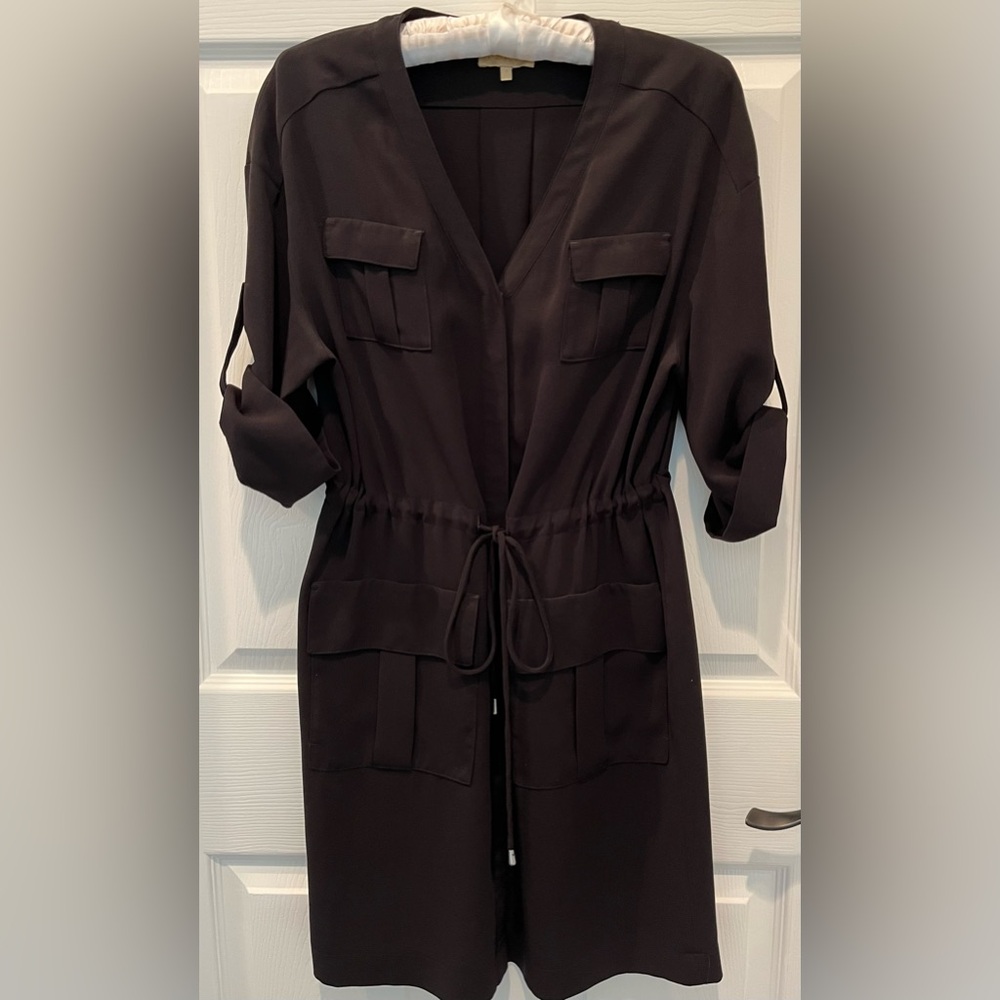 Black Crepe Dress w/roll up Sleeves, Size 4